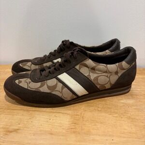 Coach Bruce Signature Monogram Sneakers Mens Brown size 11B Canvas Suede Low Top
